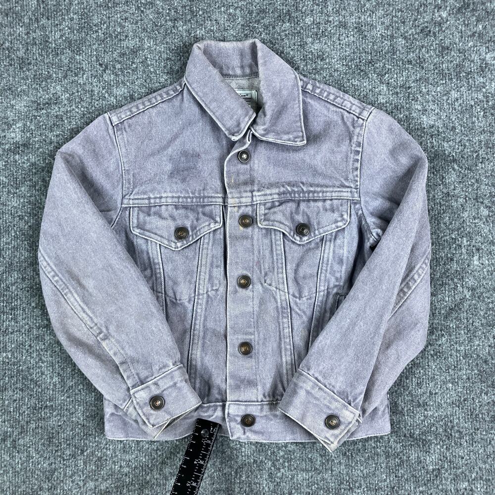 Young Lion Vintage Kids Girls Jean Jacket Size 8 Gray Denim 100% Cotton